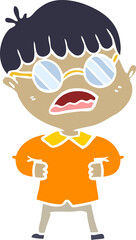 flat color style cartoon boy wearing spectacles