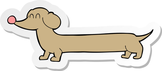 sticker of a cartoon dachshund