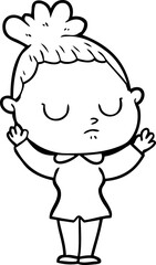 cartoon calm woman