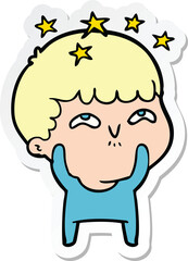sticker of a cartoon amazed boy