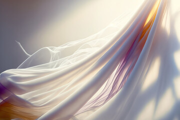 Silk veil sheer fabric drape light art background - obrazy, fototapety, plakaty