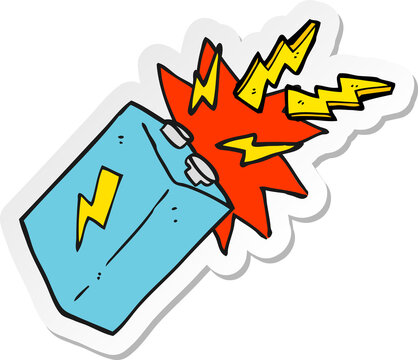 recommend clip art: sticker of a cartoon battery sparking