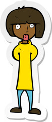 sticker of a cartoon curious woman