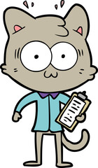 cartoon surprised office worker cat