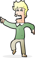 cartoon frightened man pointing