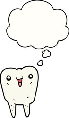 cartoon tooth with thought bubble