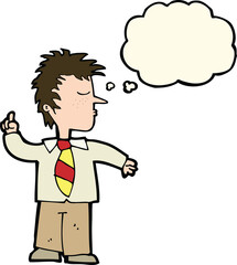 cartoon man making his point with thought bubble