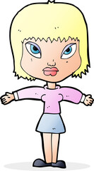 cartoon woman with outstretched arms