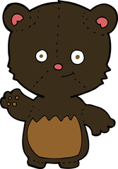 cartoon little black bear waving