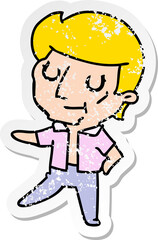 freehand drawn distressed sticker cartoon of kawaii older man