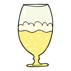 freehand drawn cartoon beer in glass