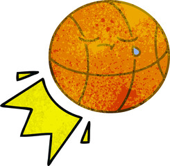 retro grunge texture cartoon of a basketball