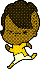 cartoon annoyed hipster girl