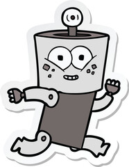sticker of a happy cartoon robot