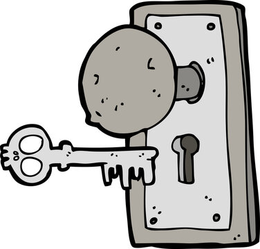 cartoon spooky old door knob