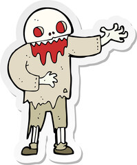 sticker of a cartoon spooky zombie