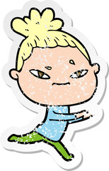 Obraz premium distressed sticker of a cartoon woman