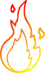 warm gradient line drawing of a cartoon flame symbol