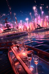 Night club on a cruise ship. 3d rendering, 3d illustration.