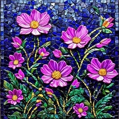 Mosaic pink flowers