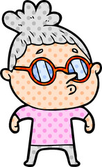 cartoon woman wearing glasses