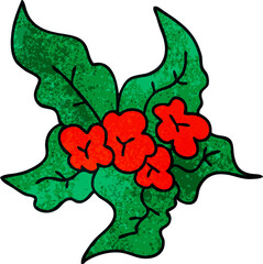 hand drawn quirky cartoon christmas flower