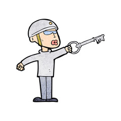 cartoon security guy with key