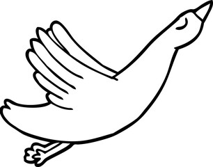 line drawing cartoon flying goose
