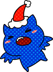 hand drawn christmas cartoon of kawaii bat