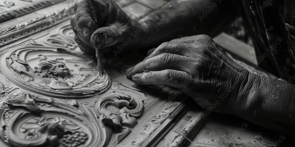 Poster Close-up of hands creating art, perfect for design projects