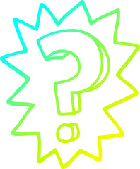 cold gradient line drawing of a cartoon question mark