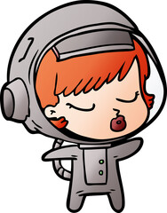 cartoon pretty astronaut girl