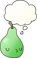 cartoon pear with thought bubble in smooth gradient style