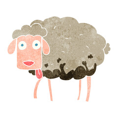 freehand retro cartoon muddy sheep
