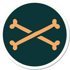 sticker of tattoo in traditional style of cross bones
