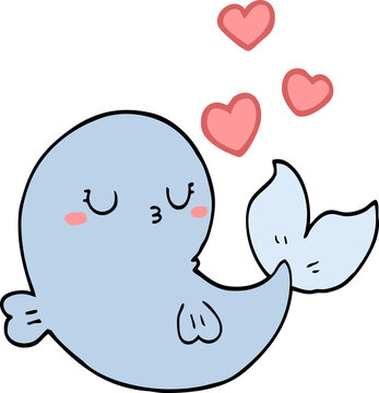 cute cartoon whale in love
