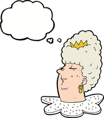 cartoon queen's head with thought bubble