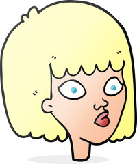 freehand drawn cartoon female face