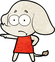 cartoon unsure elephant girl pointing