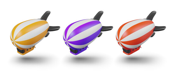 Set of realistic airships of different colors. Vintage vehicles © ArtHub007