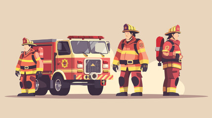 Hand drawn flat design firefighters illustration 2d