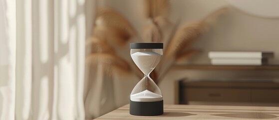 A sleek, simple hourglass with clean sand, symbolizing time to act against tobacco - obrazy, fototapety, plakaty