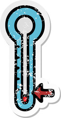 distressed sticker of a cute cartoon glass thermometer