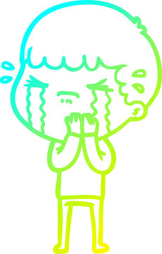 recommend clip art: cold gradient line drawing of a cartoon man crying