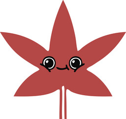 flat color retro cartoon of a autumnal leaf