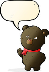 cartoon cute black bear with speech bubble