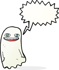 funny cartoon ghost with speech bubble