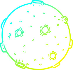 cold gradient line drawing of a cartoon moon