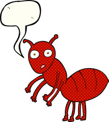 freehand drawn comic book speech bubble cartoon ant