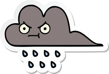 sticker of a cute cartoon storm rain cloud